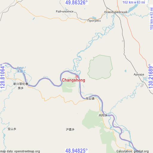 Changsheng on map