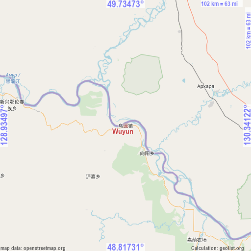 Wuyun on map