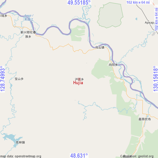 Hujia on map