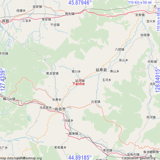 Yanhe on map