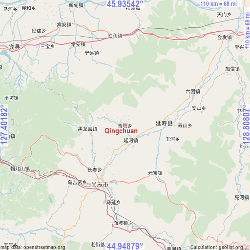 Qingchuan on map