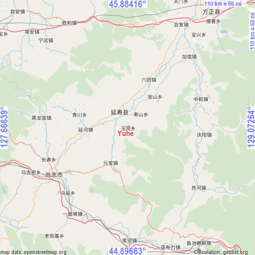 Yuhe on map