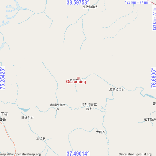 Qia’erlong on map