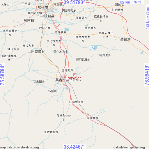 Yingye’er on map