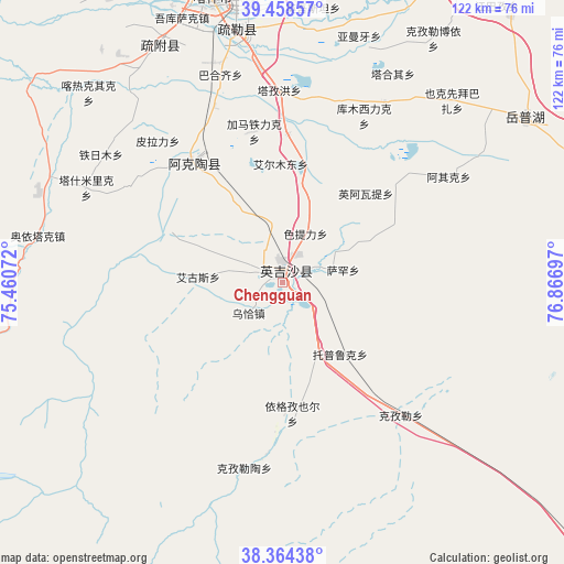 Chengguan on map