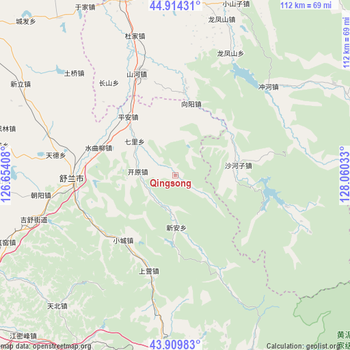 Qingsong on map