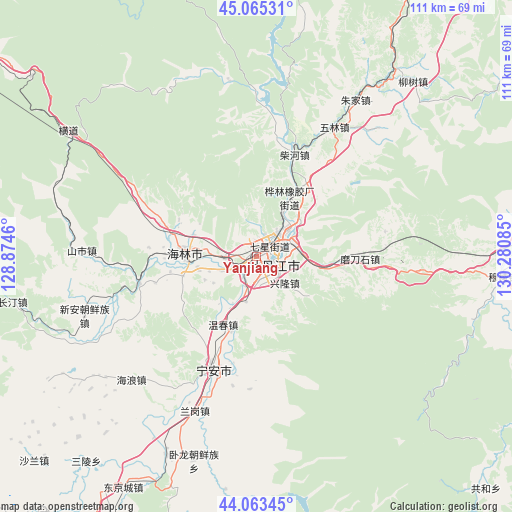 Yanjiang on map