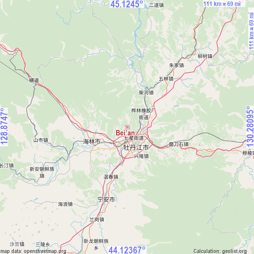 Bei’an on map