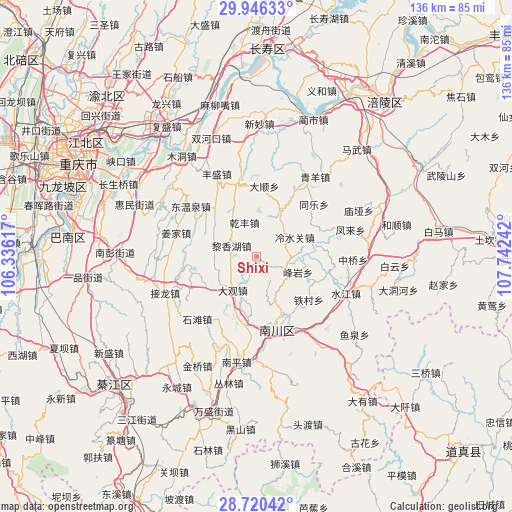 Shixi on map