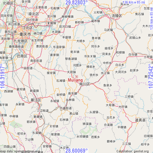 Muliang on map