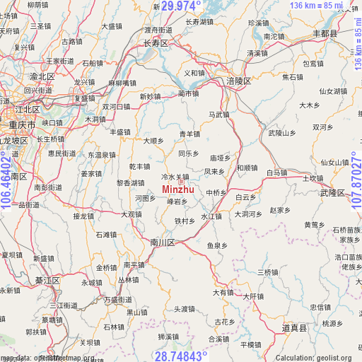 Minzhu on map