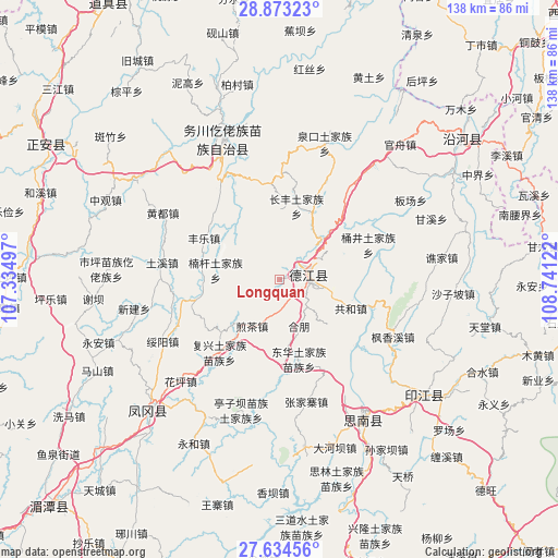 Longquan on map