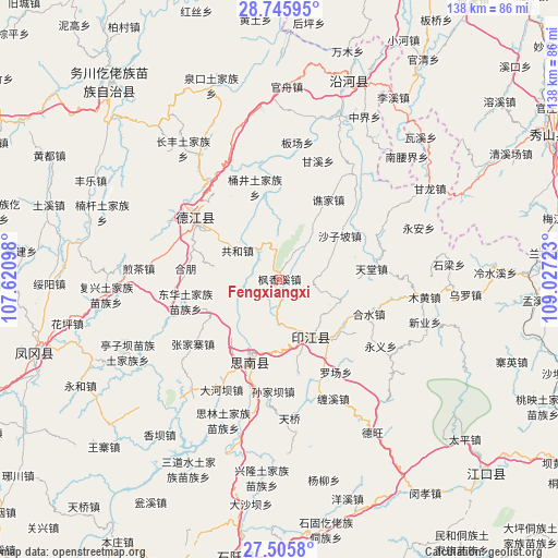 Fengxiangxi on map