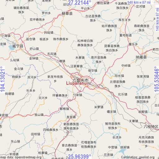 Liupanshui on map