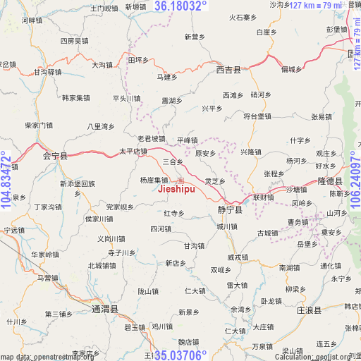 Jieshipu on map