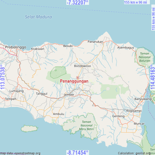 Penanggungan on map