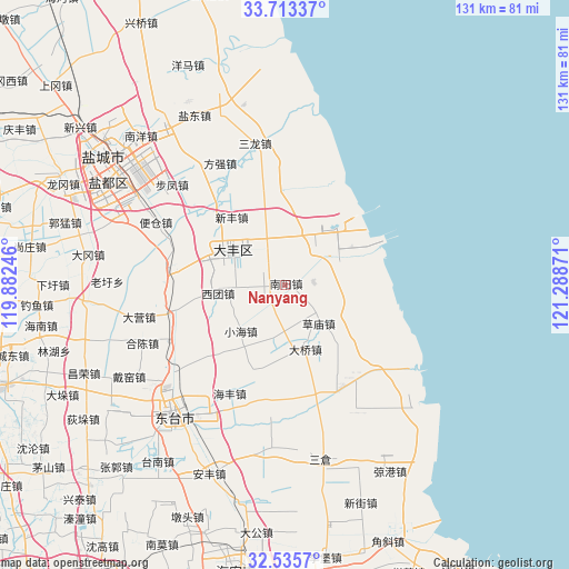 Nanyang on map