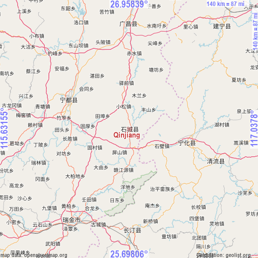 Qinjiang on map