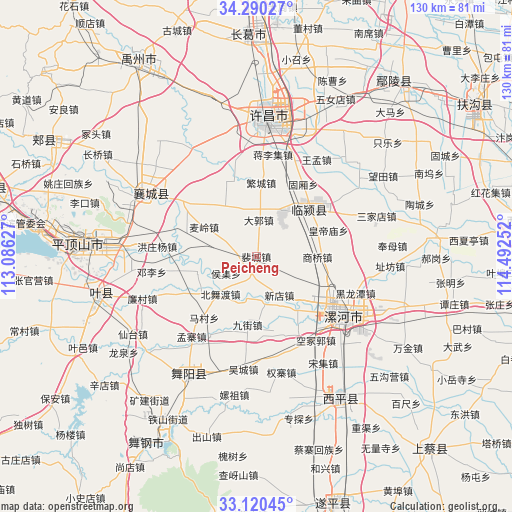 Peicheng on map