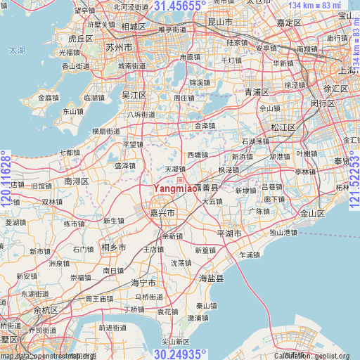 Yangmiao on map