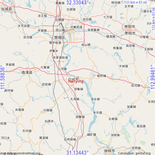 Nanying on map