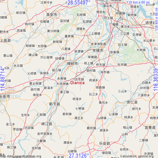 Dianxia on map