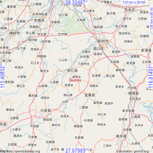 Guoxu on map