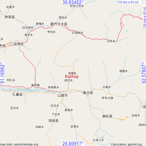 Sozhug on map