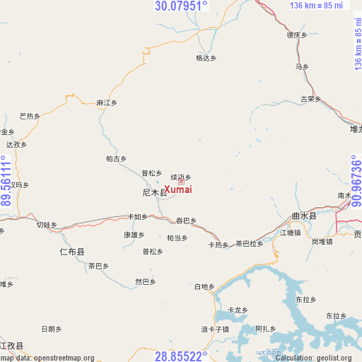 Xumai on map