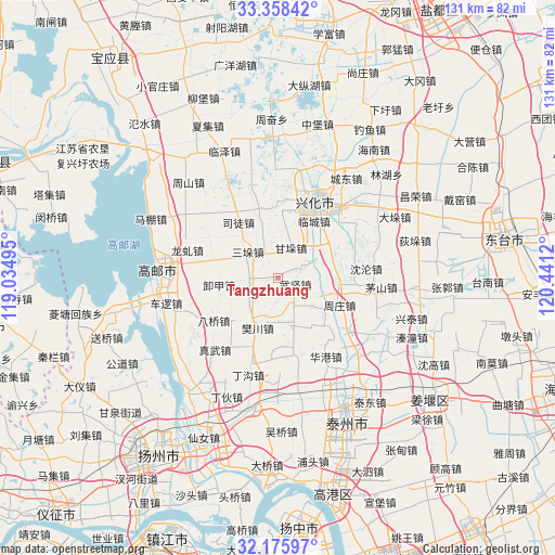 Tangzhuang on map