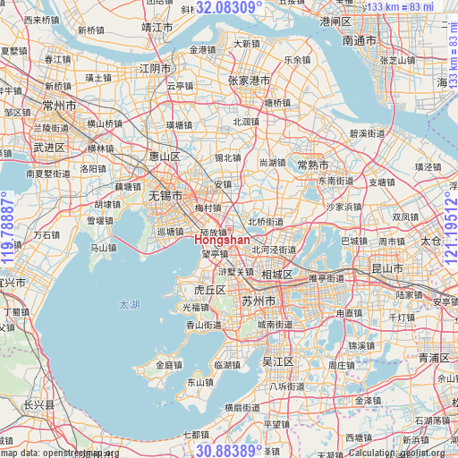 Hongshan on map