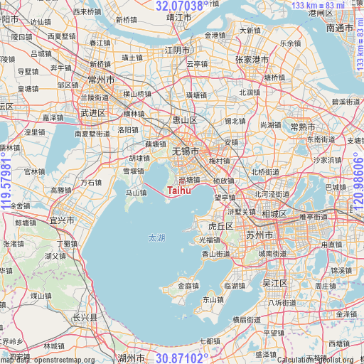 Taihu on map