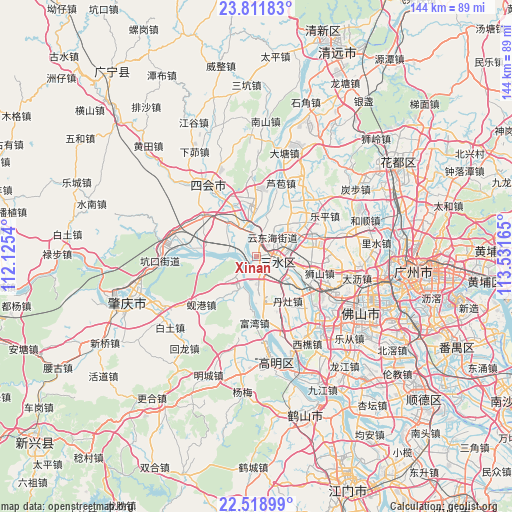 Xinan on map