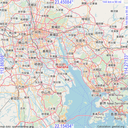 Nansha on map