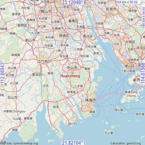 Huancheng on map