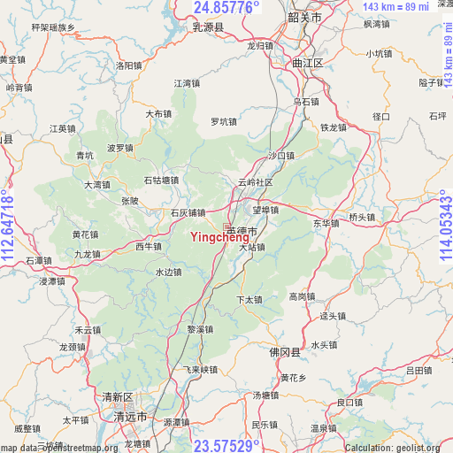 Yingcheng on map