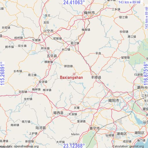 Baxiangshan on map