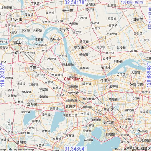 Chunjiang on map