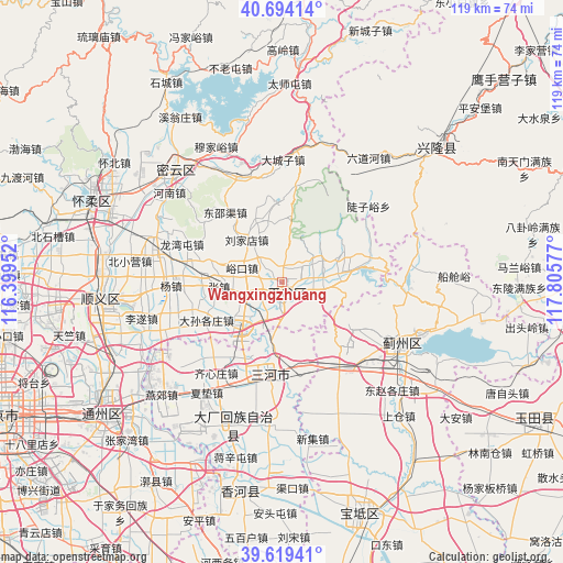 Wangxingzhuang on map