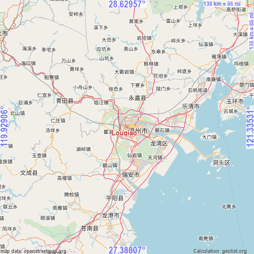 Louqiao on map