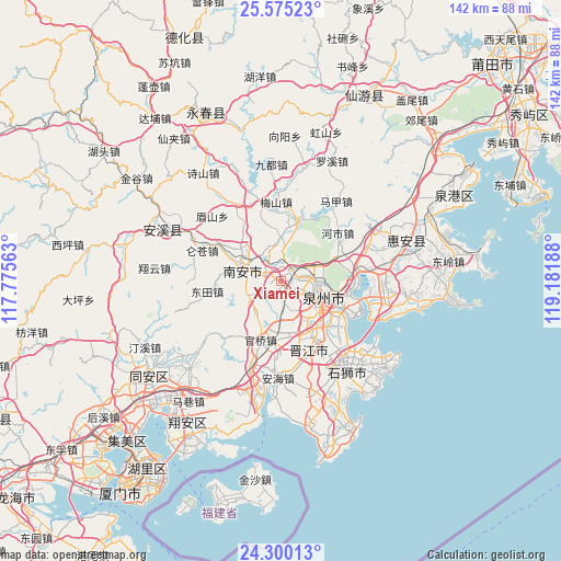 Xiamei on map