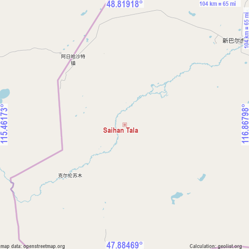 Saihan Tala on map