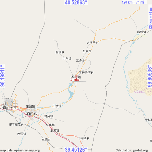 Jinta on map