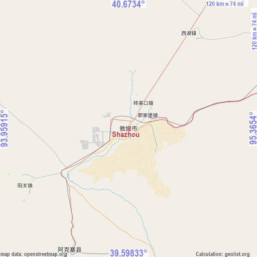 Shazhou on map