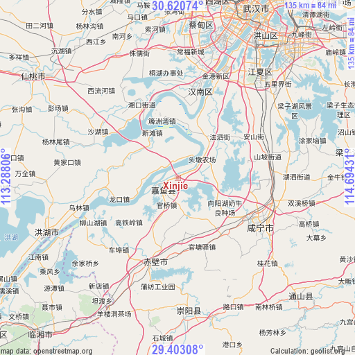 Xinjie on map