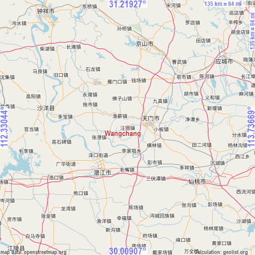 Wangchang on map