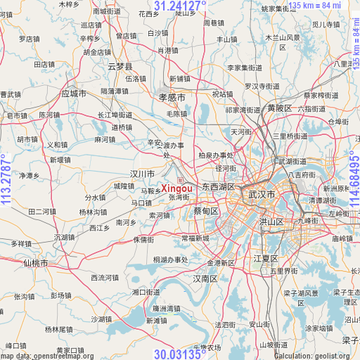 Xingou on map