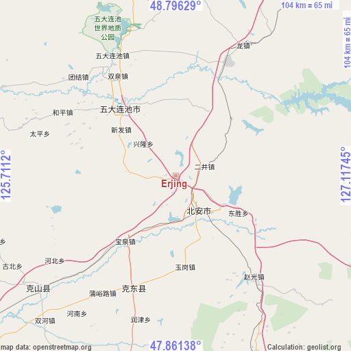 Erjing on map