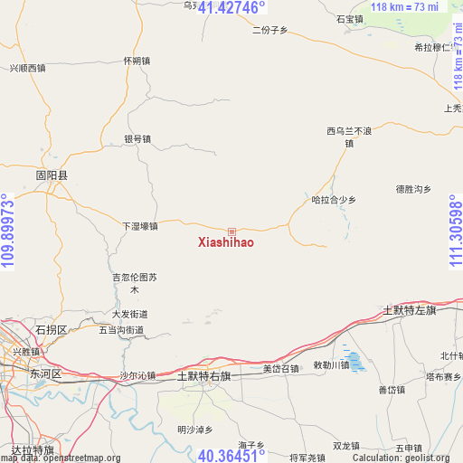 Xiashihao on map