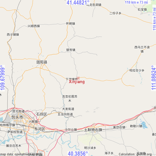 Xinjiang on map